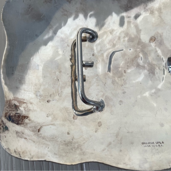 CRUMRINE Silver & Gold Toned Detailed Mens Silver plated Belt Buckle. - Picture 4 of 5